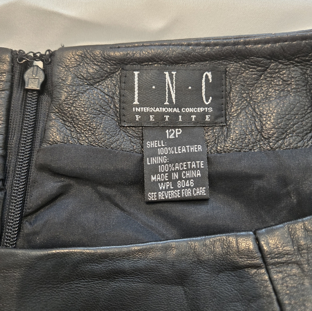 INC international concepts 100% leather skirt size 12 petite